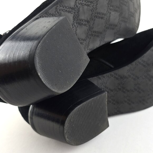 VIONIC Women's Joy Serena Black Suede Ankle Boots Side Zip Arch Support Size 8M - Picture 12 of 14